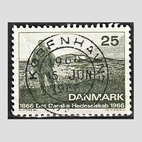 FRIM�RKER DANMARK | 1966 - AFA 443 - Det Danske Hedeselskab - 25 �re m�rkgr�n - Pragt Stemplet