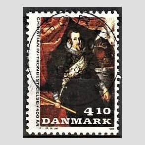 FRIM�RKER DANMARK | 1988 - AFA 904 - Christian d. IV - 4,10 Kr. flerfarvet - Pragt Stemplet