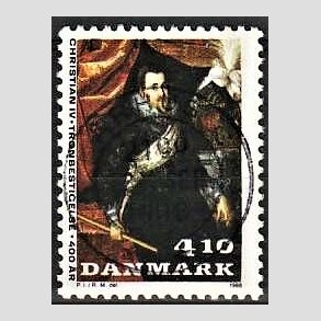 FRIM�RKER DANMARK | 1988 - AFA 904 - Christian d. IV - 4,10 Kr. flerfarvet - Pragt Stemplet