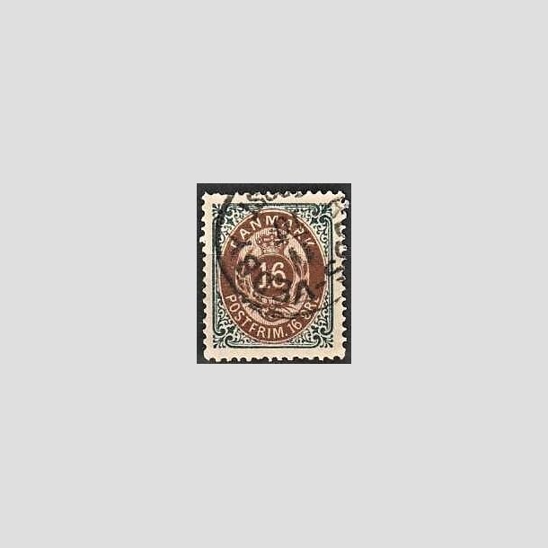 FRIMRKER DANMARK | 1875 - AFA 27y - 16 re gr/brun - Stemplet