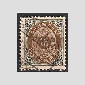 FRIM�RKER DANMARK | 1895 - AFA 27By - 16 �re gr�/brun - Stemplet