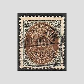 FRIM�RKER DANMARK | 1895 - AFA 27By - 16 �re gr�/brun - Stemplet