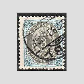 FRIM�RKER DANMARK | 1895 - AFA 22By - 3 �re bl�/gr� - Stemplet