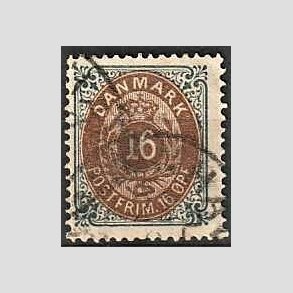 FRIM�RKER DANMARK | 1875 - AFA 27 - 16 �re gr�/brun - Stemplet