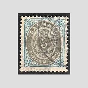 FRIM�RKER DANMARK | 1895 - AFA 22By - 3 �re bl�/gr� - Stemplet