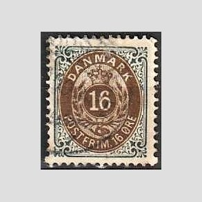 FRIM�RKER DANMARK | 1895 - AFA 27B - 16 �re gr�/brun - Stemplet