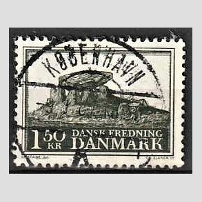 FRIM�RKER DANMARK | 1966 - AFA 451 - Fredningsserie Jydsk k�mpeh�j - 1,50 Kr. sortgr�n - Pragt Stemplet
