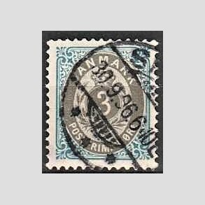 FRIM�RKER DANMARK | 1895 - AFA 22By - 3 �re bl�/gr� - Stemplet
