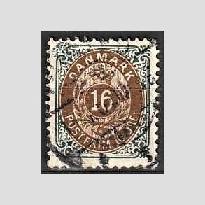 FRIM�RKER DANMARK | 1895 - AFA 27B - 16 �re gr�/brun - Stemplet