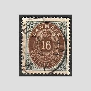 FRIM�RKER DANMARK | 1875 - AFA 27 - 16 �re gr�/brun - Stemplet