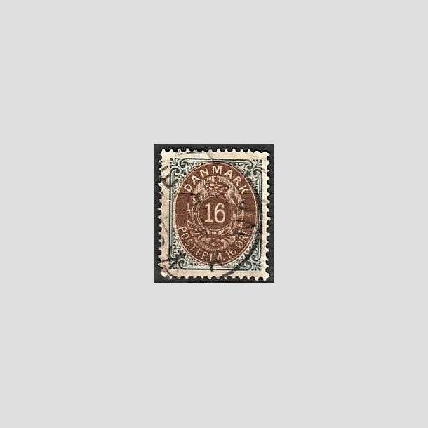 FRIMRKER DANMARK | 1875 - AFA 27 - 16 re gr/brun - Stemplet