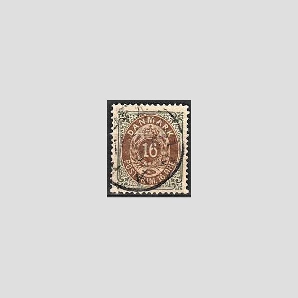 FRIMRKER DANMARK | 1875 - AFA 27y - 16 re gr/brun - Stemplet