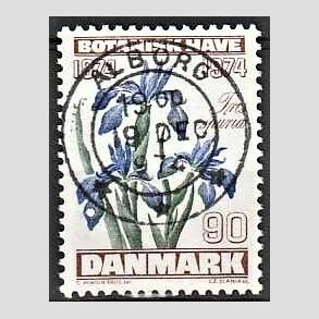 FRIM�RKER DANMARK | 1974 - AFA 577 - Botanisk Have 100 �r. - 90 �re brun/bl�/gr�n - Pragt Stemplet �lborg