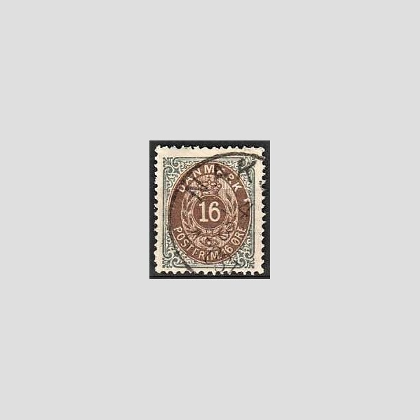 FRIMRKER DANMARK | 1875 - AFA 27y - 16 re gr/brun - Stemplet