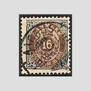 FRIM�RKER DANMARK | 1895 - AFA 27By - 16 �re gr�/brun - Stemplet