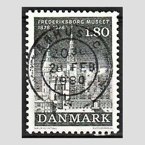 FRIM�RKER DANMARK | 1978 - AFA 657 - Frederiksborgmuseet 100 �r - 1,80 Kr. sortgr� - Pragt Stemplet