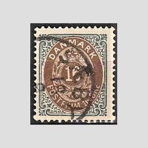 FRIM�RKER DANMARK | 1875 - AFA 27y - 16 �re gr�/brun - Stemplet