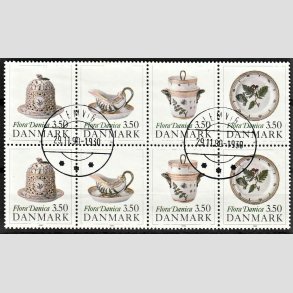 FRIMRKER DANMARK | 1990 - AFA 966-69 - Flora Danica 200 r - 3,50 Kr. i sammentryk flerfarvet - Pragt Stemplet Lemvig