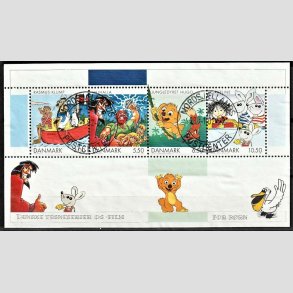 FRIM�RKER DANMARK | 2002 - AFA 1311 - Danske tegneserier og tegnefilm for b�rn - 26,50 kr. miniark - Pragt Stemplet