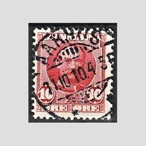 FRIM�RKER DANMARK | 1907 - AFA 55 - 1K - Frederik VIII 10 �re r�d - Pragt Stemplet