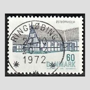 FRIM�RKER DANMARK | 1972 - AFA 539 - Dansk bygningskunst - 60 �re bl�/gr�n/sort - Pragt Stemplet