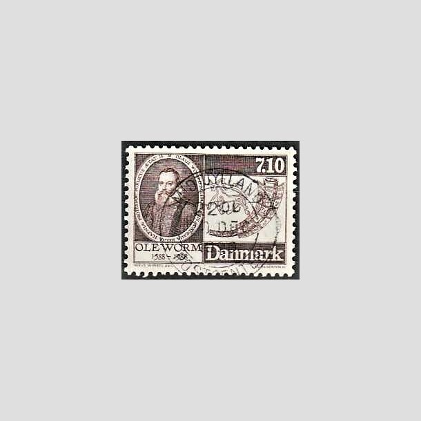 FRIMRKER DANMARK | 1988 - AFA 905 - Naturforskeren Ole Worm  - 7,10 Kr. brun - Lux Stemplet