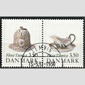 FRIMRKER DANMARK | 1990 - AFA 966,967 - Flora Danica 200 r - 3,50 Kr. flerfarvet i par - Pragt Stemplet