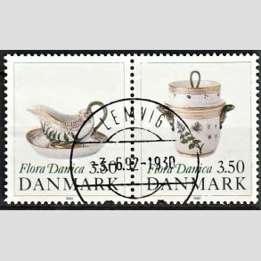 FRIMRKER DANMARK | 1990 - AFA 967,968 - Flora Danica 200 r - 3,50 Kr. flerfarvet i par - Pragt Stemplet