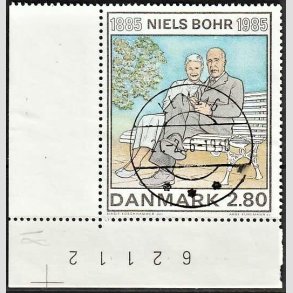 FRIMRKER DANMARK | 1985 - AFA 842 - Niels Bohr - 2,80 Kr. flerfarvet - Pragt Stemplet