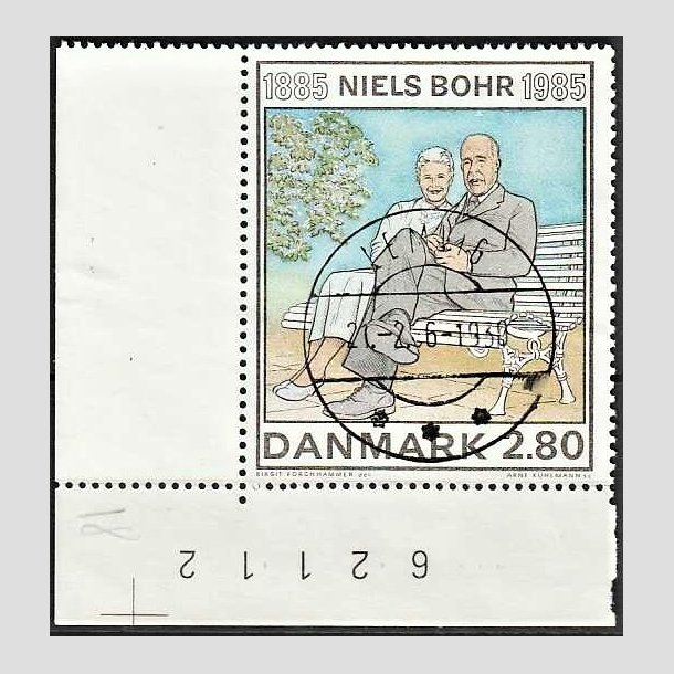 FRIMRKER DANMARK | 1985 - AFA 842 - Niels Bohr - 2,80 Kr. flerfarvet - Pragt Stemplet