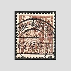 FRIM�RKER DANMARK | 1934 - AFA 214 - Karavel 25 �re brun Type I - Lux Stemplet
