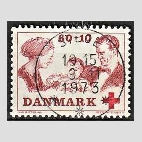 FRIMRKER DANMARK | 1969 - AFA 492 - Dansk Rde Kors velgrendhed - 60 + 10 re brunrd/rd - Pragt Stemplet