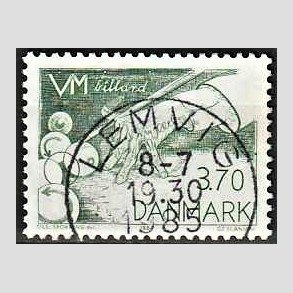 FRIM�RKER DANMARK | 1984 - AFA 797 - WM i billard - 3,70 Kr. gr�n - Pragt Stemplet