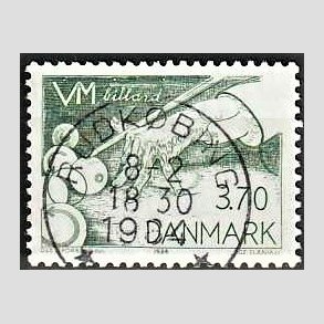 FRIM�RKER DANMARK | 1984 - AFA 797 - WM i billard - 3,70 Kr. gr�n - Pragt Stemplet