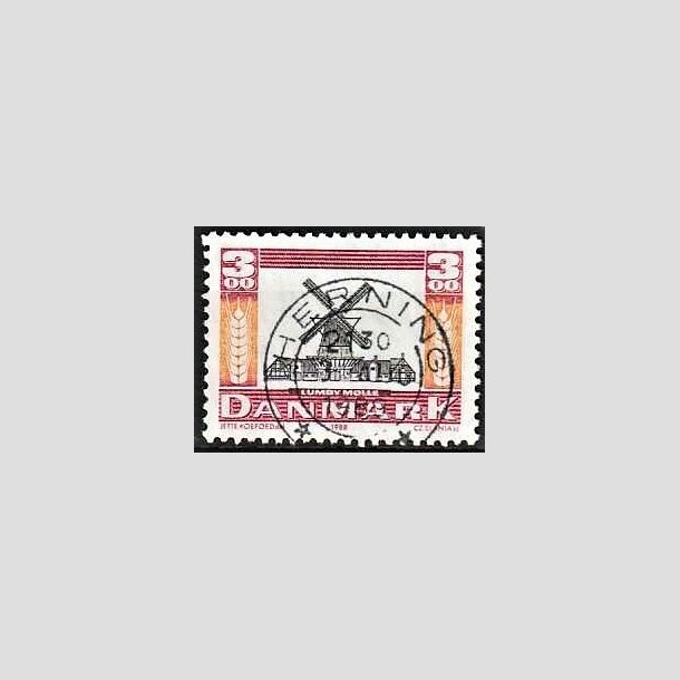 FRIMRKER DANMARK | 1988 - AFA 919 - Gamle mller - 3,00 Kr. rd/orange/sort - Pragt Stemplet