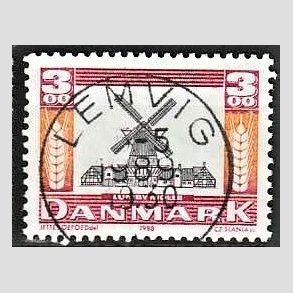 FRIM�RKER DANMARK | 1988 - AFA 919 - Gamle m�ller - 3,00 Kr. r�d/orange/sort - Pragt Stemplet