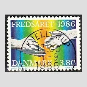 FRIM�RKER DANMARK | 1986 - AFA 857 - FN�s freds�r - 3,80 Kr. flerfarvet - Pragt Stemplet Kjellerup