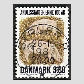 FRIM�RKER DANMARK | 1987 - AFA 886 - Danske Andelsslagterier 100 �r - 3,80 Kr. flerfarvet - Pragt Stemplet