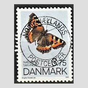 FRIM�RKER DANMARK | 1993 - AFA 1037 - Sommerfugle - 3,75 Kr. flerfarvet - Pragt Stemplet