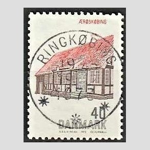 FRIM�RKER DANMARK | 1972 - AFA 538 - Dansk bygningskunst - 40 �re r�d/brun/sort - Pragt Stemplet Ringk�bing