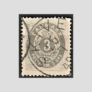 FRIM�RKER DANMARK | 1875 - AFA 22a - 3 �re ultramarin/gr� - Stemplet