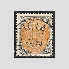 FRIM�RKER DANMARK | 1875 - AFA 31 - 100 �re gr�/gul - Stemplet 