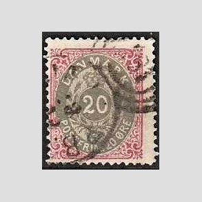 FRIM�RKER DANMARK | 1875 - AFA 28 - 20 �re r�d/gr� - Stemplet