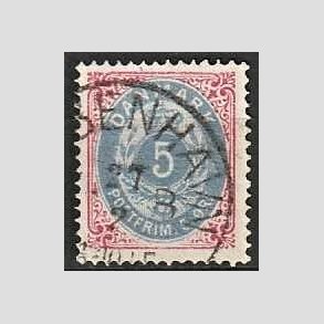 FRIM�RKER DANMARK | 1875 - AFA 24 - 5 �re r�d/bl� - Stemplet