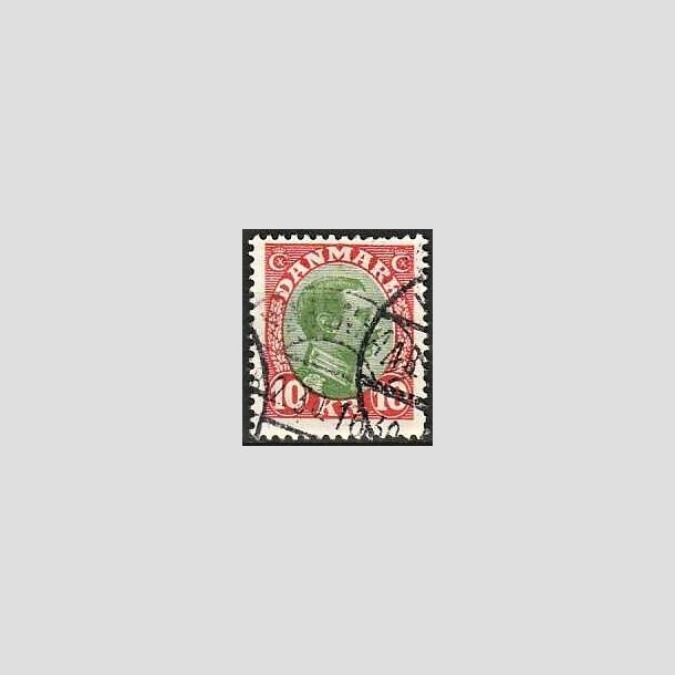 FRIMRKER DANMARK | 1927-28 - AFA 177 - Chr. X 10 Kr. rd/grn - Stemplet