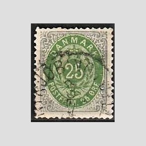 FRIM�RKER DANMARK | 1875 - AFA 29 - 25 �re gr�/gr�n - Stemplet