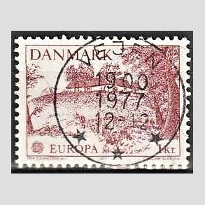 FRIM�RKER DANMARK | 1977 - AFA 635 - Europam�rker - 1,00 Kr. r�d - Pragt Stemplet