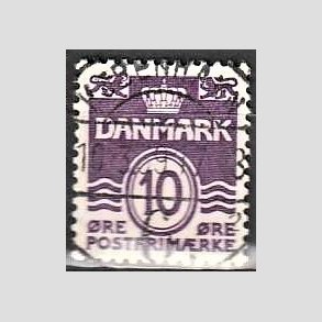 FRIM�RKER DANMARK | 1938 - AFA 248a - B�lgelinie 10 �re m�rkviolet type I - Lux Stemplet