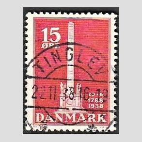 FRIM�RKER DANMARK | 1938 - AFA 244 - Stavnsb�ndet 15 �re r�d - Lux Stemplet Tinglev