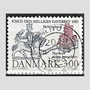 FRIM�RKER DANMARK | 1985 - AFA 835 - Domkirken i Lund - 3,00 Kr. m�rkbl�/lilla - Pragt Stemplet